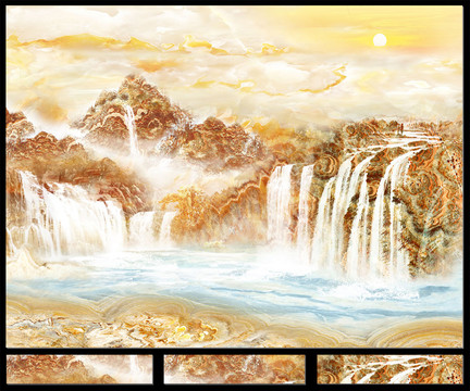 高山流水大理石纹瓷砖背景墙