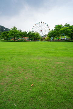 城市阳光草地草坪绿树林背景素材