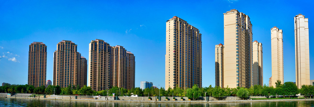 海河住宅楼全景大画幅