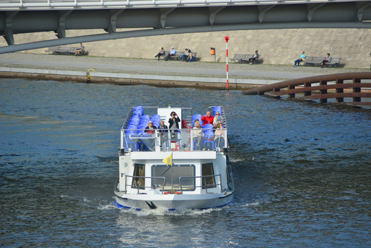 德国柏林施普雷河游客游船观光