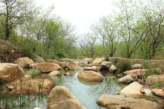 岩石溪流青山绿水