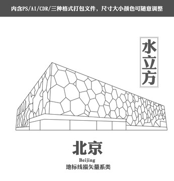 水立方線描