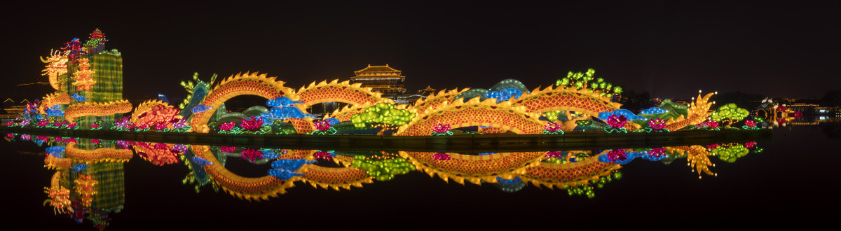 西安市大唐芙蓉园夜景全景