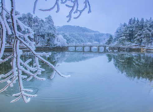 庐山九曲桥雪景