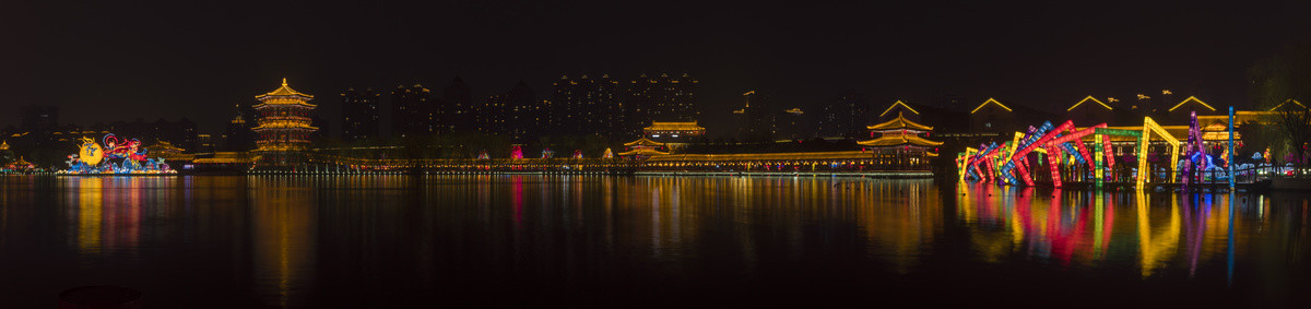 西安市大唐芙蓉园夜景全景