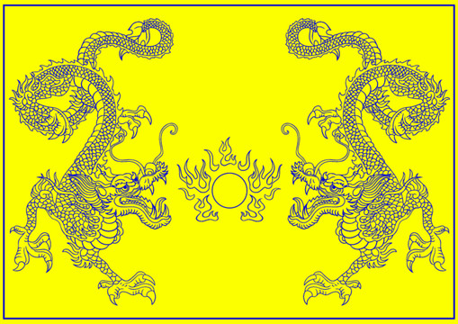 雙龍戲珠矢量