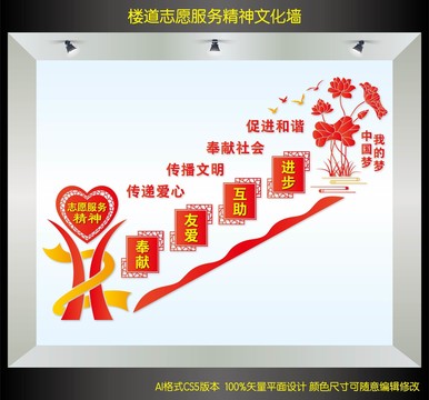 樓梯間志愿服務(wù)精神文化墻