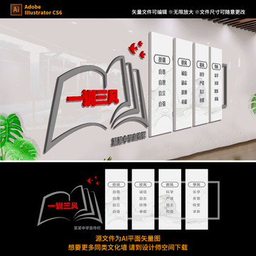 一訓(xùn)三風校園文化墻
