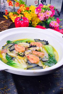 白贝虾煮青菜