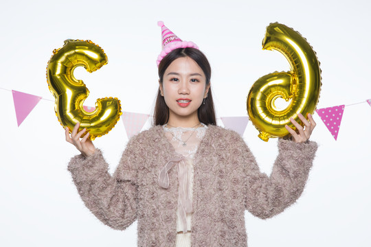 女孩生日派对摄影图片