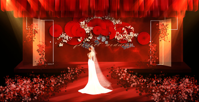 大紅新中式婚禮效果圖