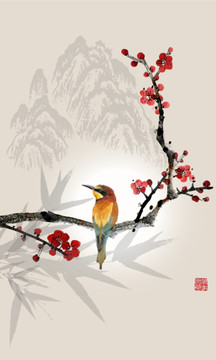中式花鳥無框裝飾畫