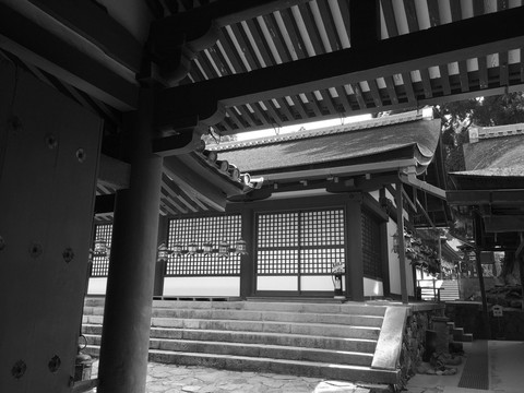 日本黑白照片古建筑