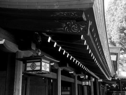 日本黑白照片古建筑