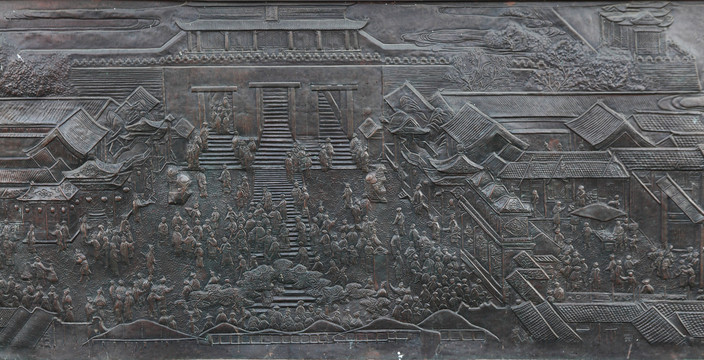 老北京街景浮雕