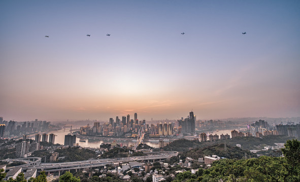 重庆渝中半岛全景城市风光