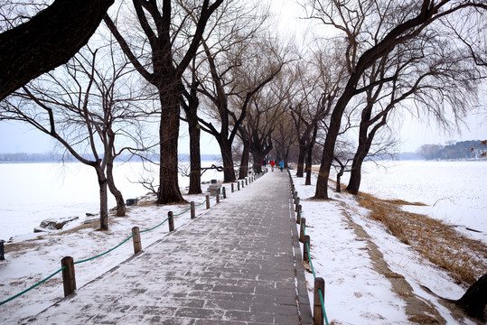 颐和园苏堤雪景