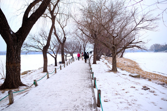 颐和园苏堤雪景