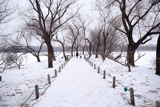 颐和园苏堤雪景