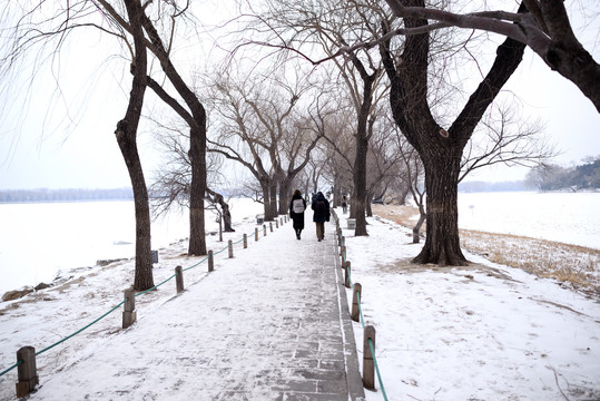 颐和园苏堤雪景