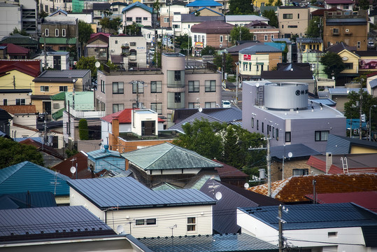 北海道小镇密集的房屋