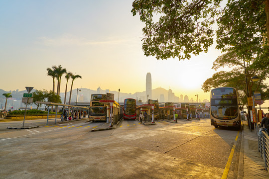 香港城市街景尖沙咀巴士总站