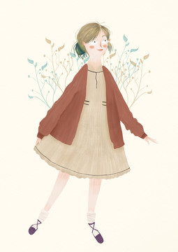 手繪插畫女孩