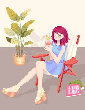 時尚手繪插畫女孩