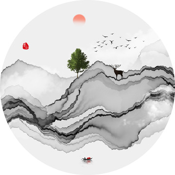 圓形水墨畫(huà)