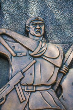 解放军战士半身浮雕像