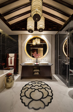 新中式浴室背景