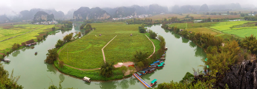 上林三里洋渡霞客半岛全景风光