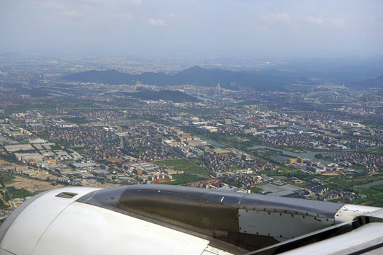 航拍杭州萧山区城市风光