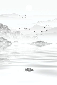 中國(guó)風(fēng)意境水墨山水裝飾畫