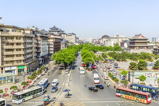 西安钟鼓楼街景