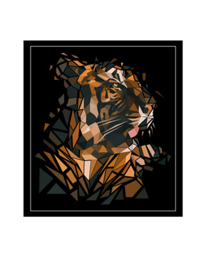 抽象色块拼接老虎图案