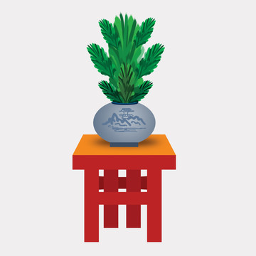 手繪室內(nèi)花草插畫元素