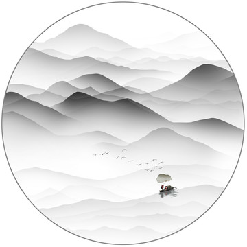 圓形山水畫(huà)