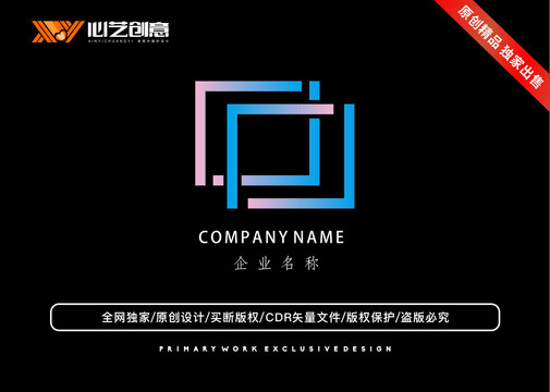 正方形多边形创意标志logo