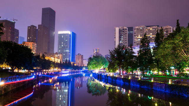 成都府南河夜景