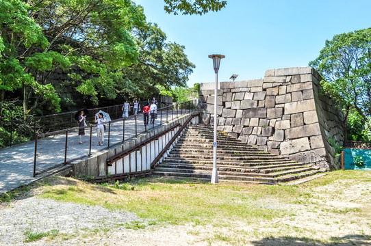 日本大阪城公园城市风光