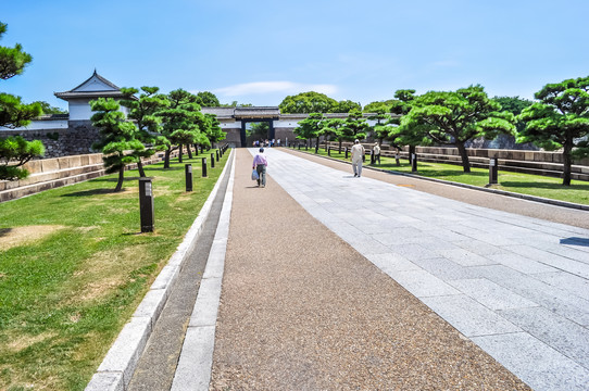 日本大阪城公园城市风光