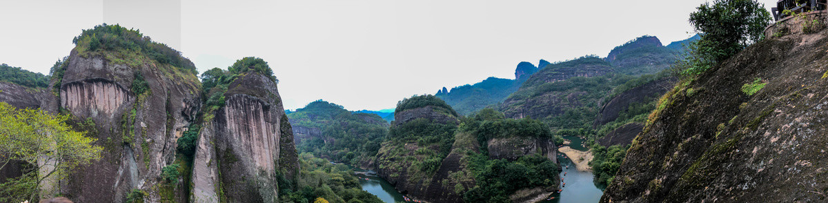 福建武夷山天游峰九曲溪全景风光