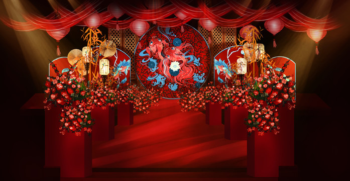 新中式婚禮舞臺(tái)效果圖