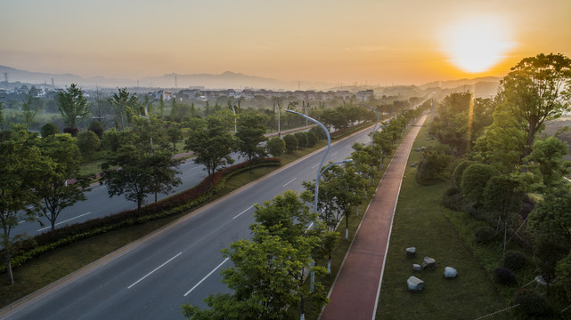 晨光中的公路