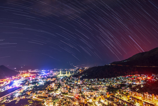 攀枝花东区夜景星空星轨