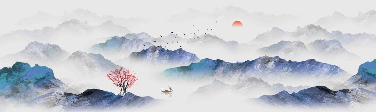 中国风山水巨幅画