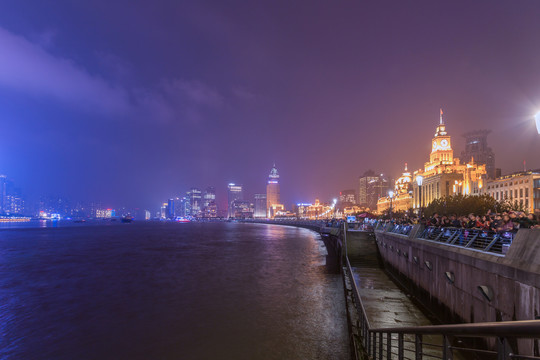 上海外滩夜景全景