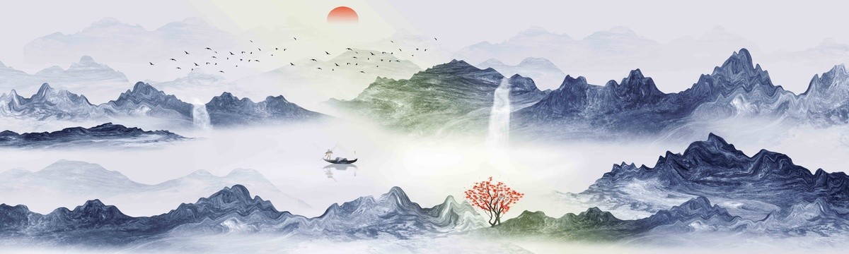 巨幅抽象裝飾山水畫