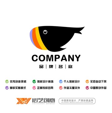 小鲸鱼动物卡通创意标志logo